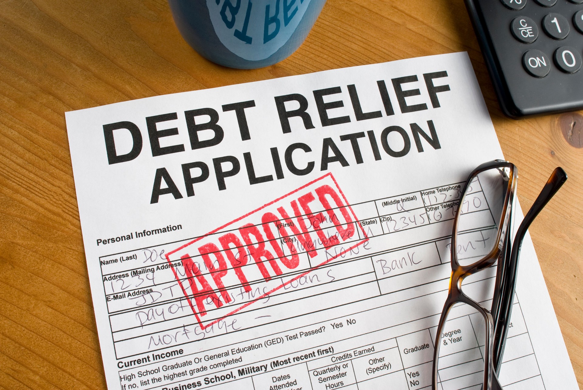 Debt Relief paperwork